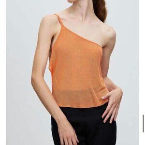 AUTEUR Studio Zoey Knitted Asymmetrical Ribbed Tank Top NWT WITH FLAW in Orange